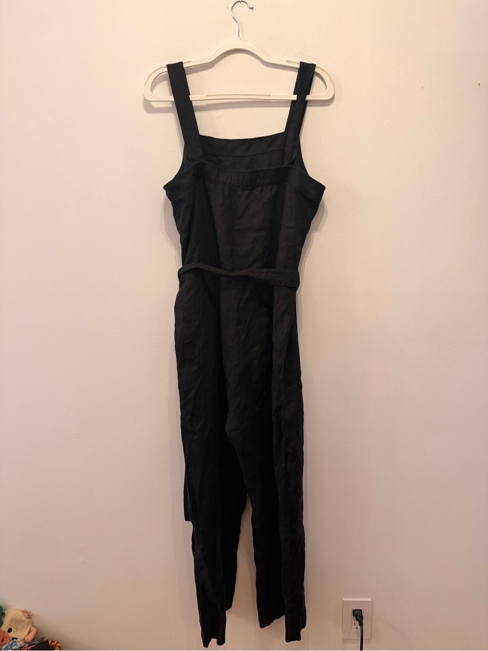 Everlane Black Linen-Strap Jumpsuit with Waist Tie - Picture 3 of 8